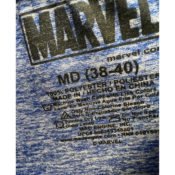MARVEL Captain America Heather blue long sky dri fit men’s top sz M - Picture 4 of 5